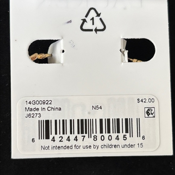 Ralph Lauren Gold Tone Navy Hoop Earrings - Picture 6 of 7